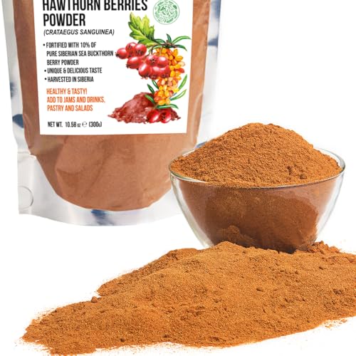 Siberian Green Ground Siberian Hawthorn Flour 300g (10.58 oz) w Sea Buckthorn Herbal Dried Fine Powder Tea Crataegus Sanguinea Hippophae Rhamnoides Siberia Altai Mountains Taiga - Image 1
