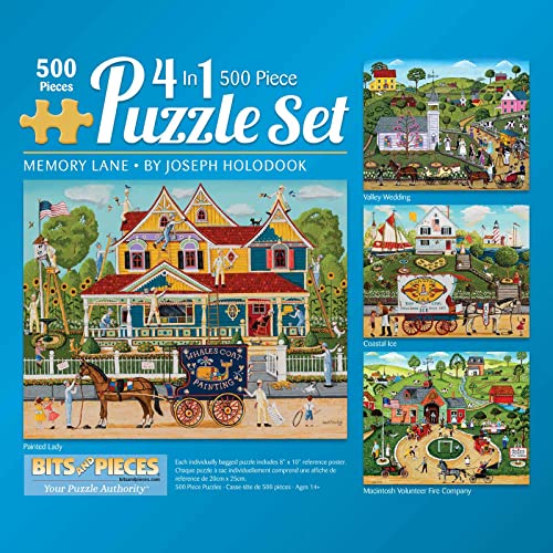 Bits and Pieces 4in1 MultiPack Jigsaw Puzzles by Joseph Holodook Memory Lane 300 500 1000 pc Variants with Posters Four 500 Piece Puzzles 16 x 20 - Image 1