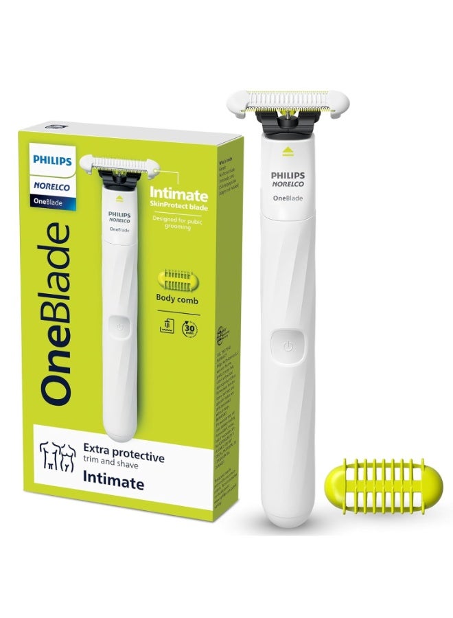 Norelco OneBlade Intimate Pubic and Personal Body Groomer, QP1924/70 + Philips Norelco OneBlade Intimate SkinProtect Replacement Blade 2 pack, QP229/80 - Image 1