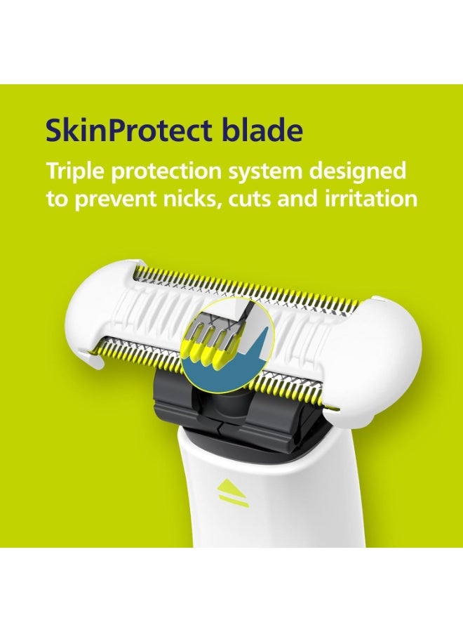Norelco OneBlade Intimate Pubic and Personal Body Groomer, QP1924/70 + Philips Norelco OneBlade Intimate SkinProtect Replacement Blade 2 pack, QP229/80 - Image 2