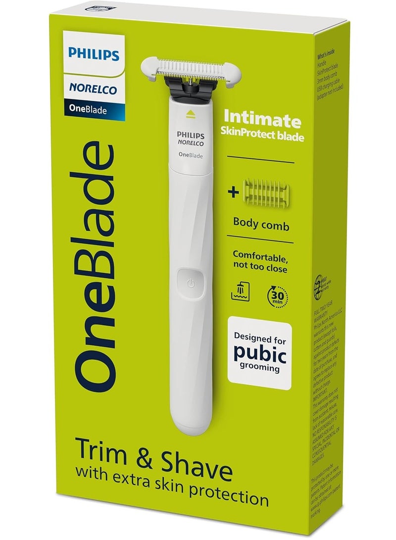 Norelco OneBlade Intimate Pubic and Personal Body Groomer, QP1924/70 + Philips Norelco OneBlade Intimate SkinProtect Replacement Blade 2 pack, QP229/80 - Image 5