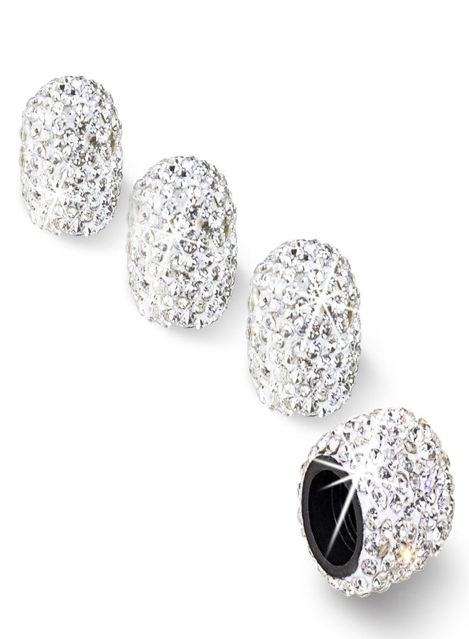 HZJD Tire Valve Stem Caps, Handmade Crystal Rhinestone, White(4 Pack) - Image 1