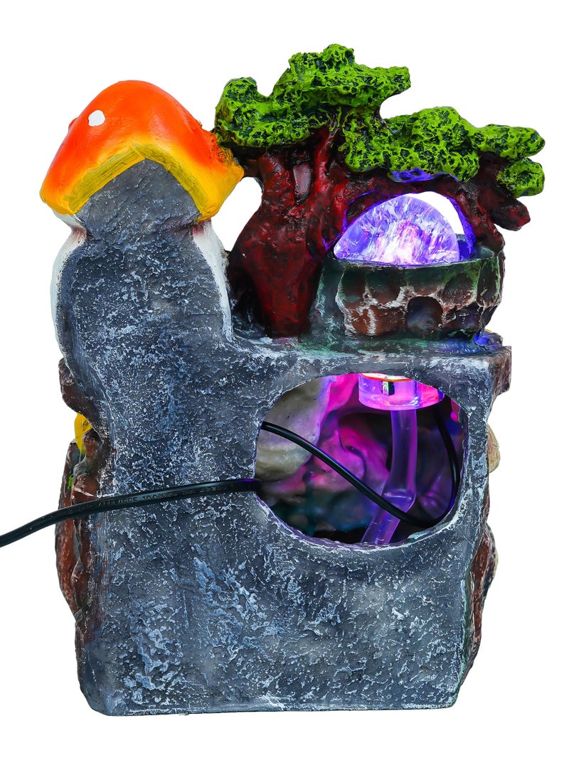 CHRONIKLE Polyresin Artistic Tabletop 3 Steps Indoor Water Fountain for Home Decor with LED Light, Speed Controller Pump & Crystal Ball (Size: 12.5 x 17.5 x 26.5CM |Color: Multi | Weight: 1255 Gram) - Image 3