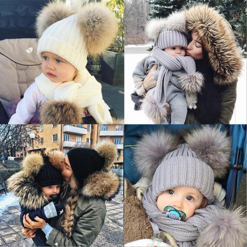 Winter Warm Knitted Scarf Muffler Ribbed Warm Wool Scarfs Infant Toddler Newborn Baby Scarf with Pom Pom Balls - Image 2