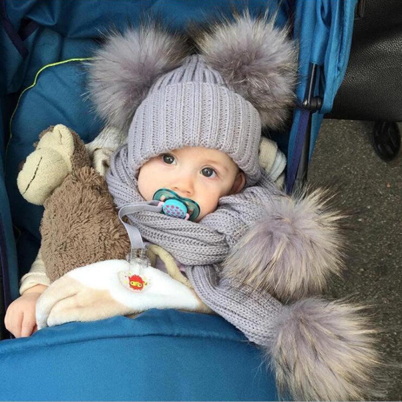 Winter Warm Knitted Scarf Muffler Ribbed Warm Wool Scarfs Infant Toddler Newborn Baby Scarf with Pom Pom Balls - Image 4
