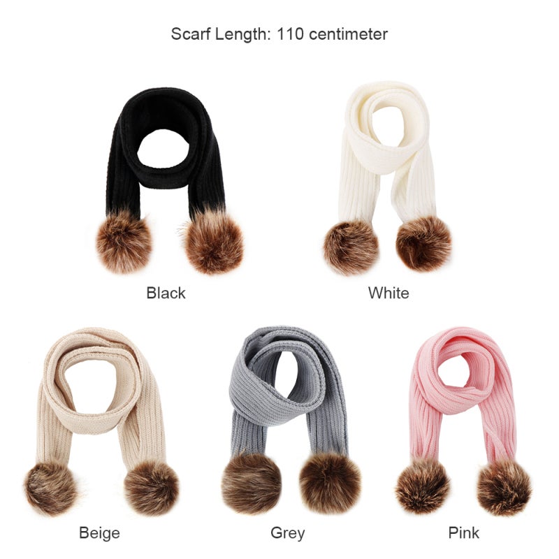 Winter Warm Knitted Scarf Muffler Ribbed Warm Wool Scarfs Infant Toddler Newborn Baby Scarf with Pom Pom Balls - Image 5
