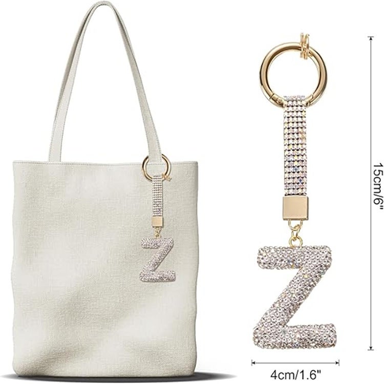 Soft Pottery English Alphabet Keychain Diamond Lovely Personalized Bag Car Keychain Pendant - Image 3