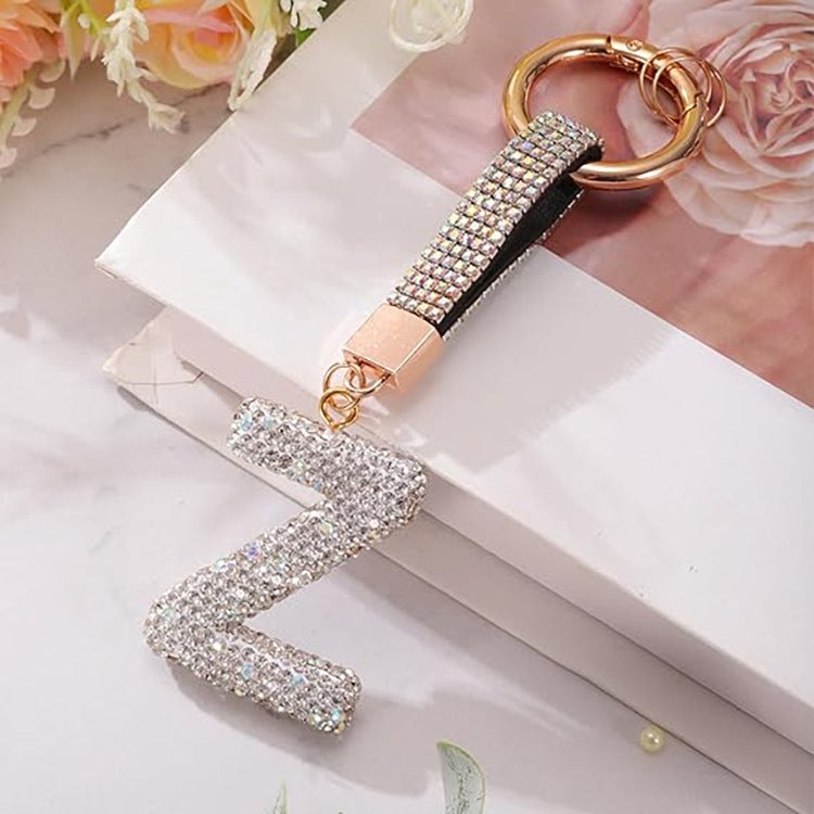 Soft Pottery English Alphabet Keychain Diamond Lovely Personalized Bag Car Keychain Pendant - Image 4