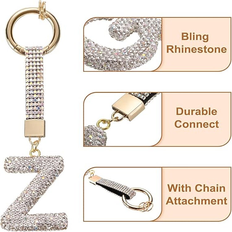 Soft Pottery English Alphabet Keychain Diamond Lovely Personalized Bag Car Keychain Pendant - Image 5