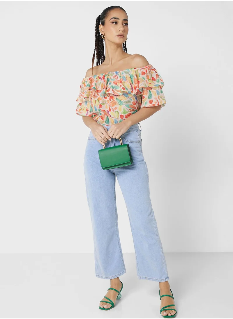 Ginger Off Shoulder Ruffle Neck Top