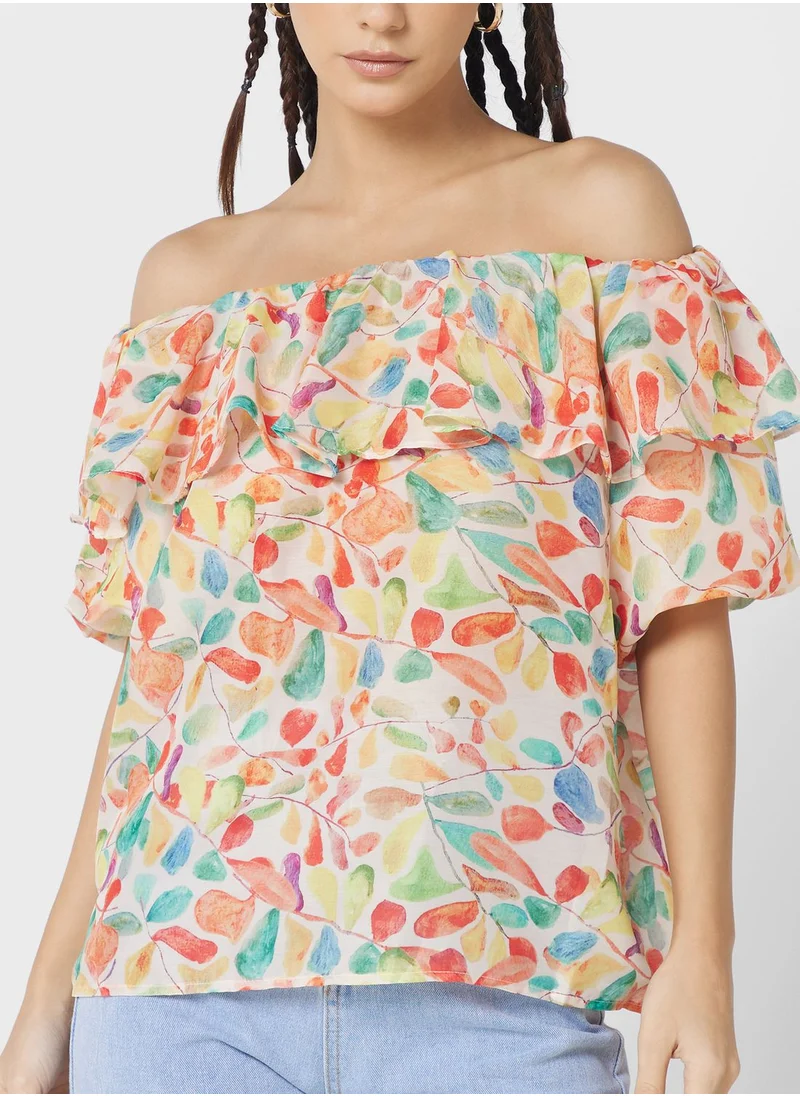 Ginger Off Shoulder Ruffle Neck Top