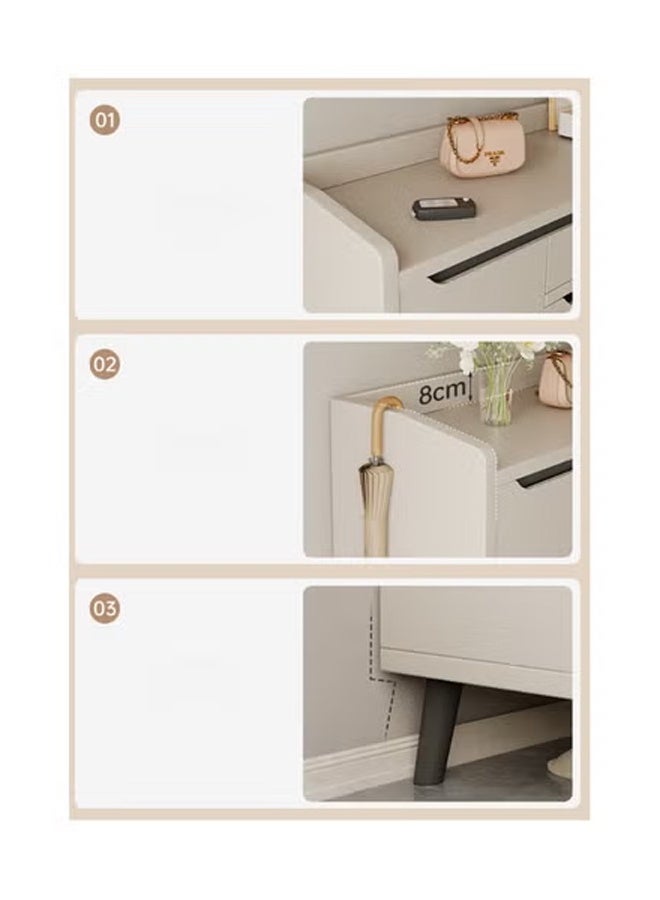 كيكي خزانة أحذية فاخرة متعددة الوظائف مع أدراج تخزين للمدخل 80*34 سم، لون أبيض - Image 5