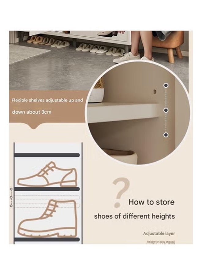 كيكي خزانة أحذية فاخرة متعددة الوظائف مع أدراج تخزين للمدخل 80*34 سم، لون أبيض - Image 4