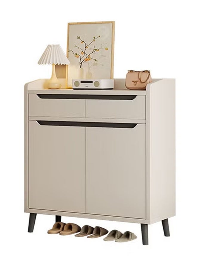كيكي خزانة أحذية فاخرة متعددة الوظائف مع أدراج تخزين للمدخل 80*34 سم، لون أبيض - Image 1