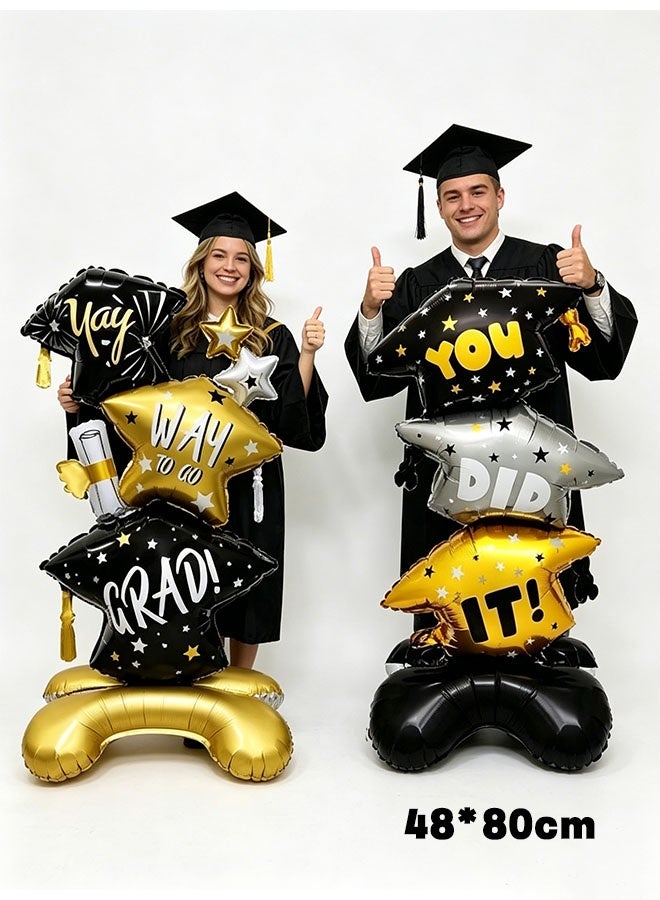 Realfrog 2 PCS Graduation Balloon Decoration Set with Graduation Cap Design in Black & Gold – Elegant Party Decor for Graduation Celebrations and Photo Backdrops - Image 4