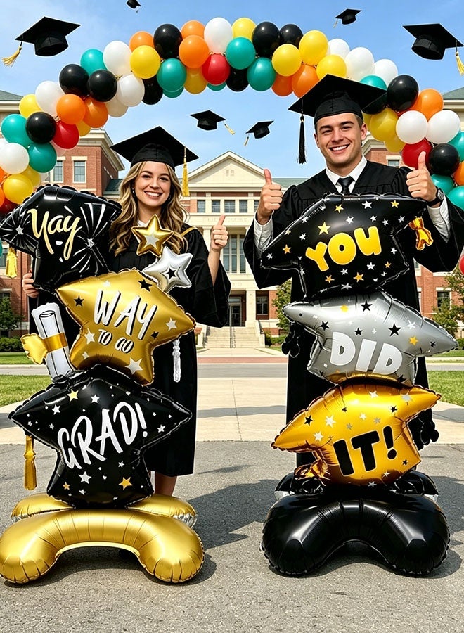 Realfrog 2 PCS Graduation Balloon Decoration Set with Graduation Cap Design in Black & Gold – Elegant Party Decor for Graduation Celebrations and Photo Backdrops - Image 3