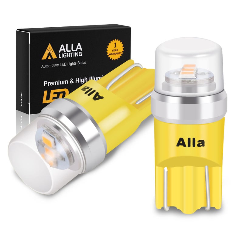 Alla Lighting Mini T10 168194 LED Bulbs Advanced 12V Side Marker Interior Map Dome Trunk Cargo Lights W5W 2825 175 158 194NA 194A 194Y for Auto Cars Trucks Amber Yellow