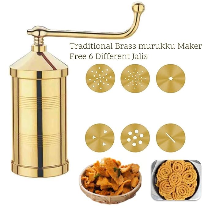 Puno Puno Brass Sev Sancha MachineMuruku Maker with 6 Jali Grater - Image 3