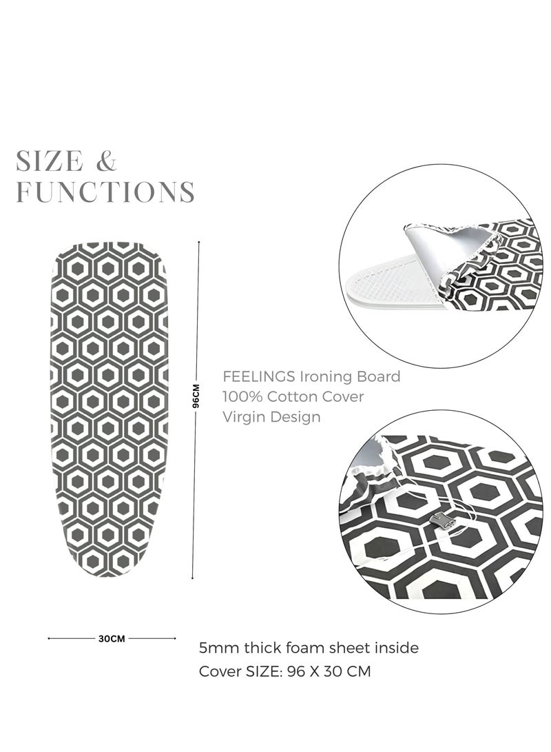 Feelings Iron Board Virgin Multicolour Ironing Table With Iron Holder Foldable And Adjustable 110.5 X 30.5 cms - Image 2