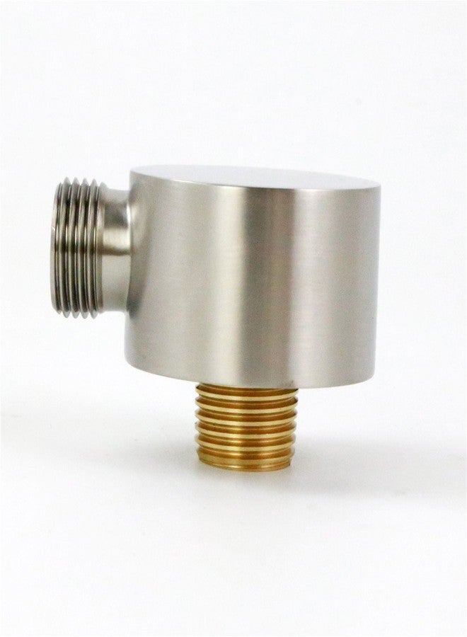 Weirun Bathroom Brass 1/2" NPT Shower Hose Connector Round Wall Union Supply Elbow Outlet Spout Wall Mounted,Brushed Nickel - Image 2