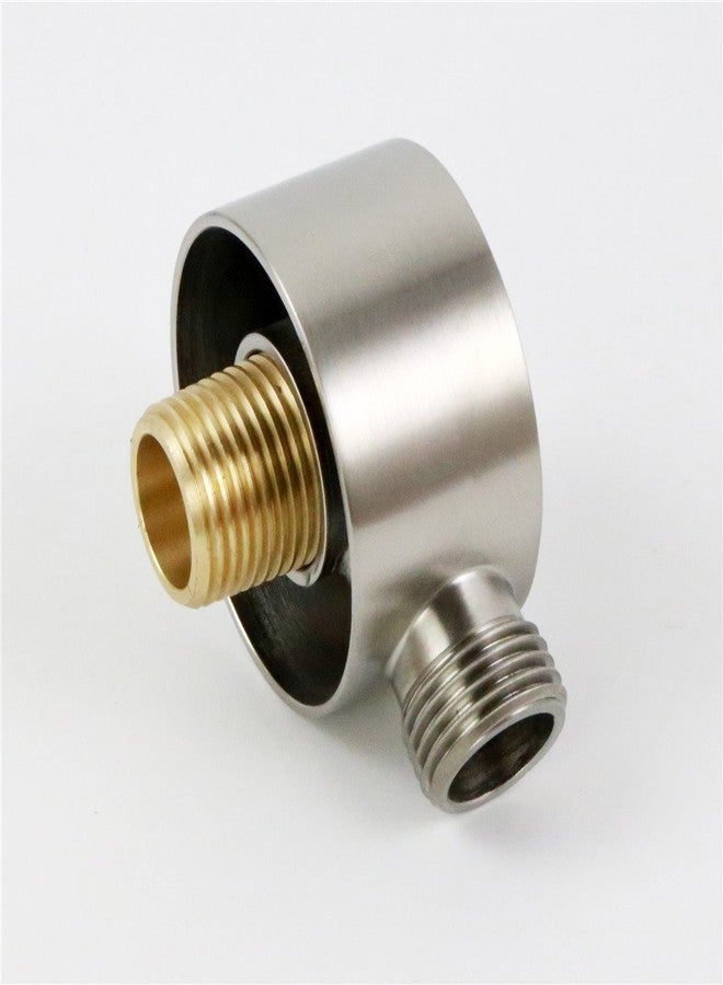 Weirun Bathroom Brass 1/2" NPT Shower Hose Connector Round Wall Union Supply Elbow Outlet Spout Wall Mounted,Brushed Nickel - Image 4