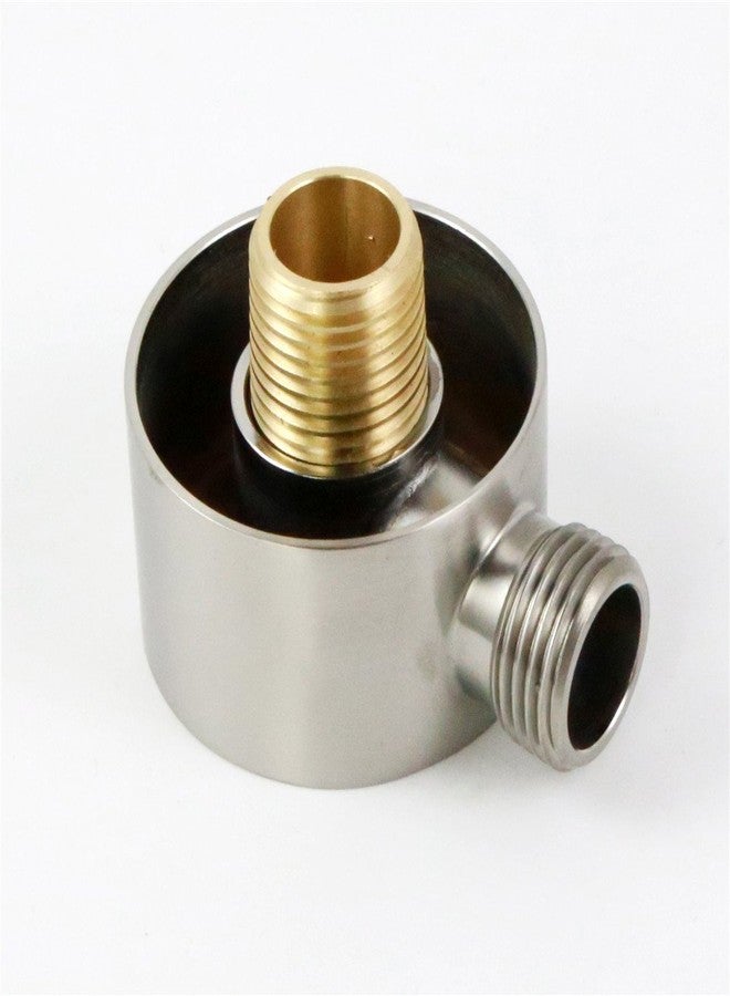 Weirun Bathroom Brass 1/2" NPT Shower Hose Connector Round Wall Union Supply Elbow Outlet Spout Wall Mounted,Brushed Nickel - Image 3