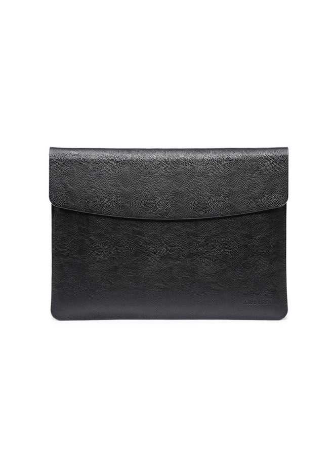 Macbook13-14-16 Inch Liner Oil Edge Technology For Apple Notebook Protective Cover M1/M2 New-Color:Litchi Pattern-Black (liner Bag)-Applicable Model:13.3 Inches (A1502/1425/1466/1369)  - Image 1