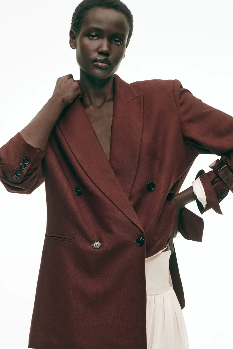 H&M  Linen-blend blazer for Women | Best Price UAE