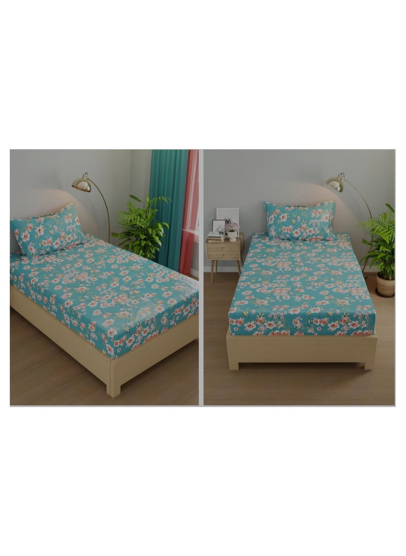راهالايف طقم شرشف سرير مفرد مسطح مكون من قطعتين (شرشف سرير فردي مقاس 160×230 سم + غطاء وسادة مقاس 50×75 سم من البوليستر) بتصميم متنوع ولون مناسب لغرفة نوم الأطفال  - Image 4