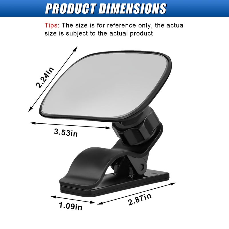Uhanbut Car Mirror For Baby  360 Adjustable Wide Angle Car Rear View Convex Mirror  Universal Baby Facing Rear Hd Safety Back Seat Mirrors Clip On Sun Visor (1Pc) - Image 2