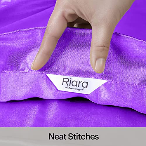 Riara Satin Silk Pillowcase Solid Pillow Case Covers With Envelop Closure For Hair And Skin Home Bed Decor Set Of 2 Pillowcase Free 3 Pc Scrunchie (Queen Size (20"X30"), Prism Violet), 400 TC - Image 5
