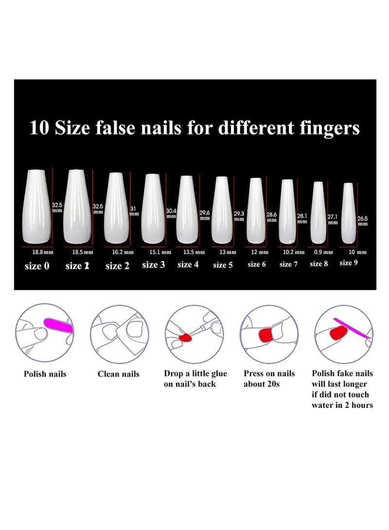 Stiletto Press on Nails Medium, Acrylic Fake Nails with Glue for Women and Girls - Image 3