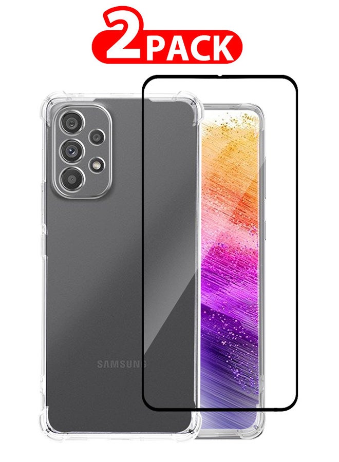 CATANES 2 Pack For Samsung Galaxy A73 Case and Screen Protector Ultra Thin TPU Gel Mobile Phone Flexible TPU Shockproof Anti-Scratch Bumper Transparent Cover - Image 1