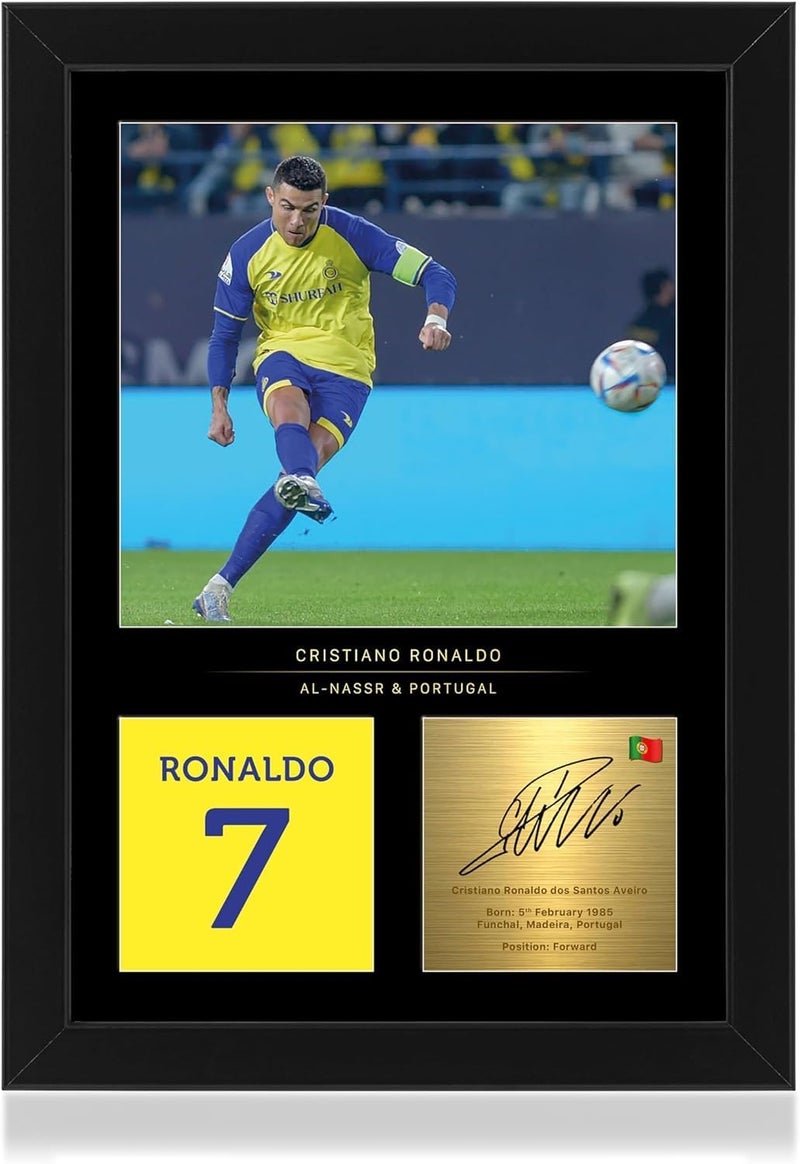 EMODA Cristiano Ronaldo Unframed A4 Photo Display (21 x 29.7 cm) – Reproduced Digital Signature – Gift for Al-Nassr Fans – Wall Art for Bedroom, Office or Mancave