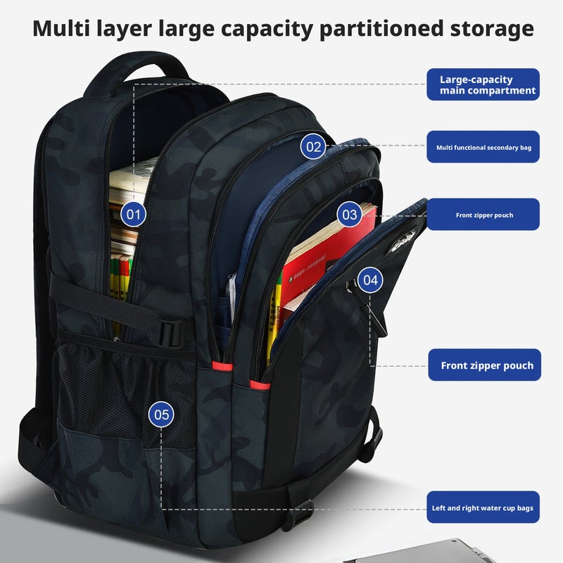 Zhimabaobei Camouflage Backpack Large Capacity School Backpack for Kids - Image 3