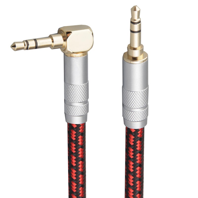 Primeda Audiophile High Purity Copper Aux Audio Cable 35mm Male to 35mm Male Audio Auxiliary Cord GoldPlated Stereo HiFi Adapter Cable Straight to Right Angle 65ft2m - Image 2