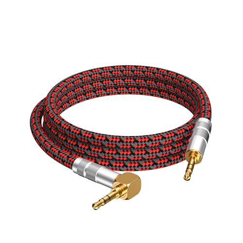 Primeda Audiophile High Purity Copper Aux Audio Cable 35mm Male to 35mm Male Audio Auxiliary Cord GoldPlated Stereo HiFi Adapter Cable Straight to Right Angle 65ft2m - Image 3