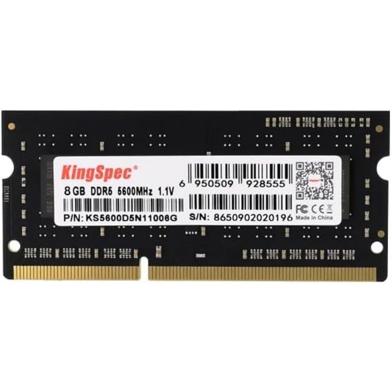 8GB DDR5 5600 SODIMM Laptop Memory For Compatible Laptops High-Speed Performance Non-ECC Unbuffered 260-Pin Black - Image 1