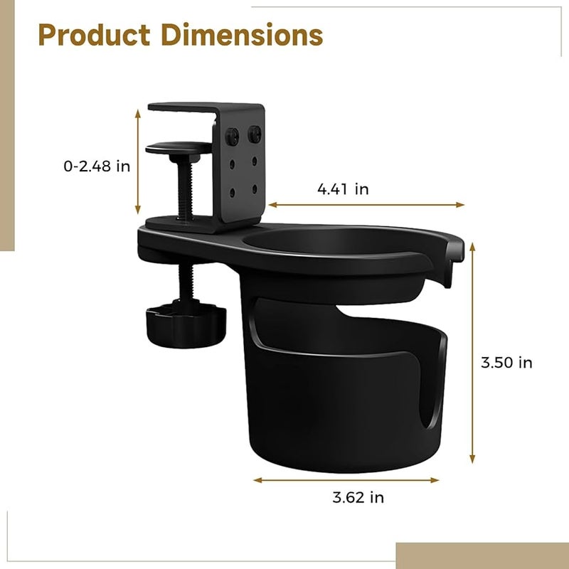 Metal Cup Holder Clamp For Desk Spill Proof Stable Space Saving Organizer With Drainage - Image 4