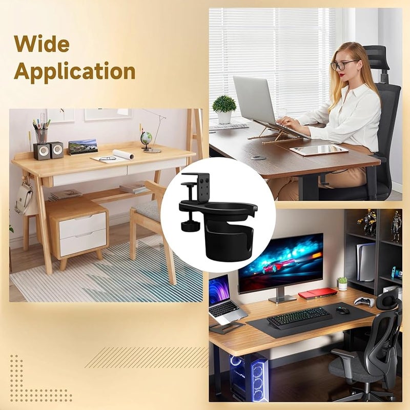 Metal Cup Holder Clamp For Desk Spill Proof Stable Space Saving Organizer With Drainage - Image 3