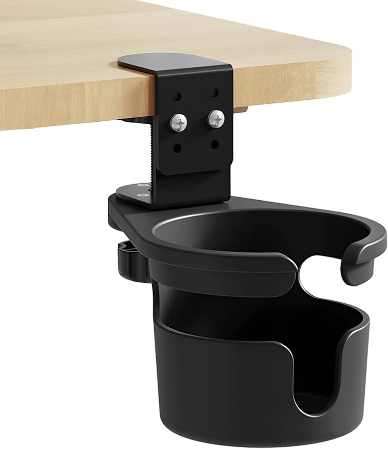 Metal Cup Holder Clamp For Desk Spill Proof Stable Space Saving Organizer With Drainage - Image 1