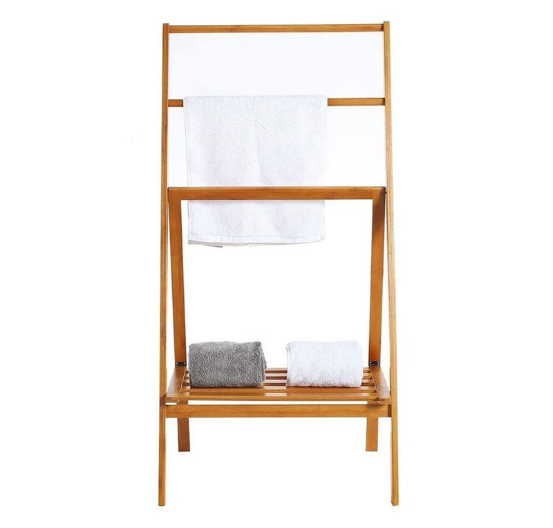 Generic Bamboo 3-Tier Towel Ladder - Natural Wooden Rack for Bathroom, Bedroom - TH-6 - Image 3