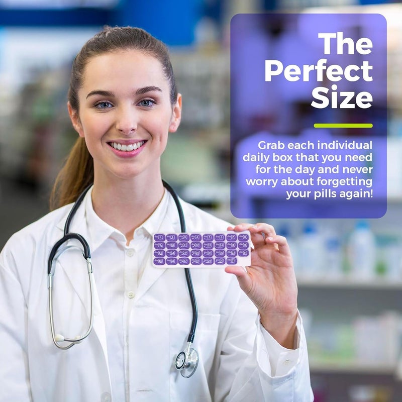 MEDca Monthly Pill Organizer - 31 Day Pill Organizer with Large Removable Medication Pods, Portable Pill Case Box and Holder for Daily Medicine and Vitamins, Purple - Image 5