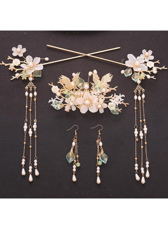 Engjajo Set of 1 Alloy Hair Sticks Pins Long Tassel Eyebrow Pendant Hanfu Chinese Hair Comb Set Hairpin Pink, Blue - Image 1