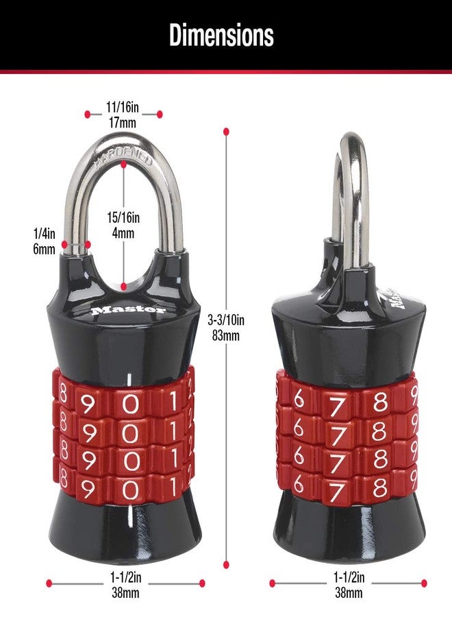 Master Lock Locker Lock Set Your Own Combination Padlock, 3 Pack, Colors May Vary, 1535EC3 - Image 3