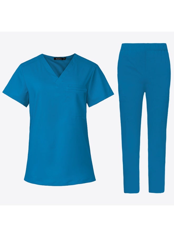 NIBEMINENT Short Sleeved Doctor Costume Women Surgical Scrubs Set Pet Clinic Workwear Clothes  Dentistry Nursing Uniforms Medical Suit - Image 1