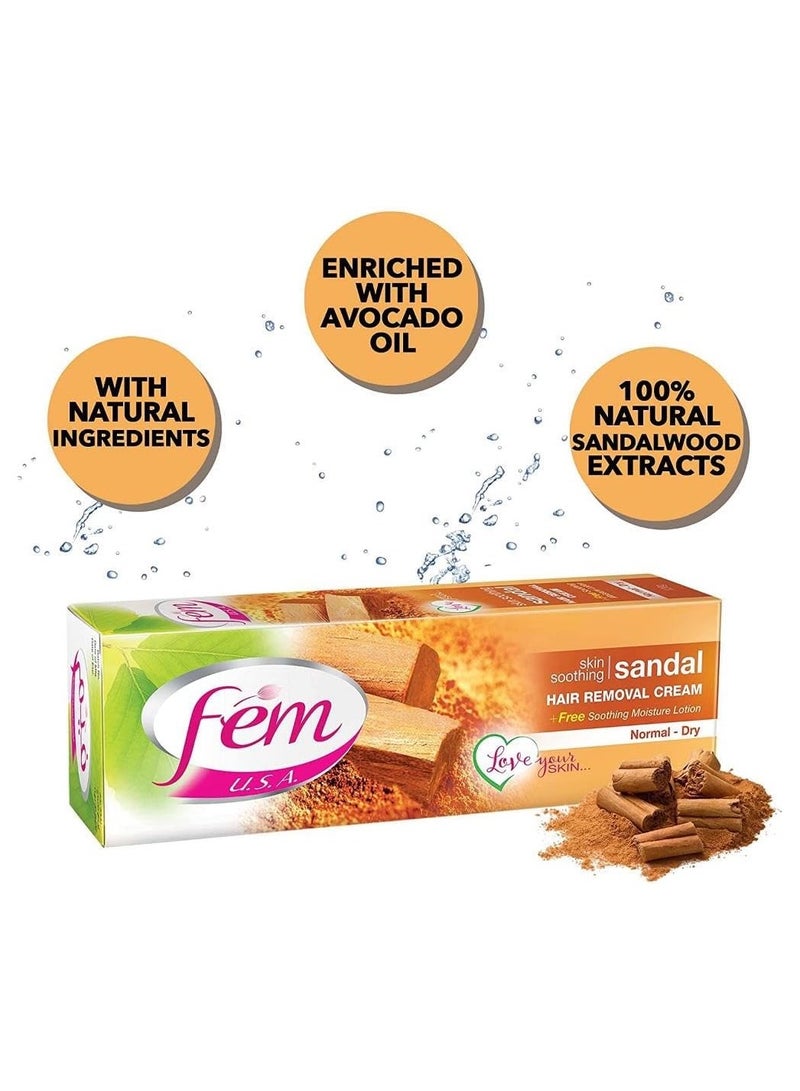 FEM USA Hair Removal Cream with Sandal 120g (Pack of 2) | For Softening Skin With pH Balancing Skin Care Lotion - Image 3