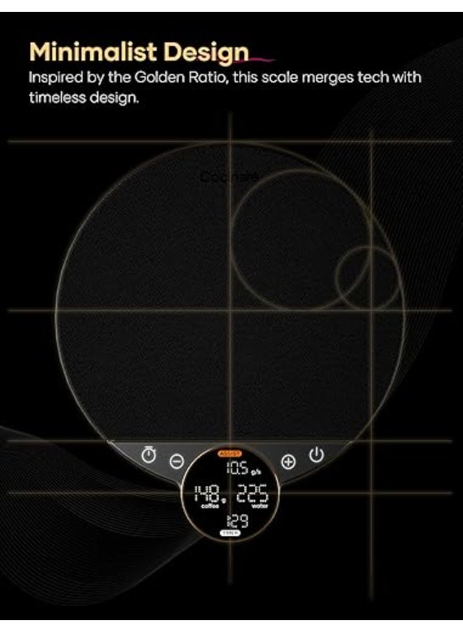 الكوكيناري Here is the **Arabic translation (clean + Noon-ready):**  **ميزان قهوة رقمي Cocinare Balance – تحكم دقيق مع 3 أوضاع (مساعدة التخمير، الوزن، المنافسة)، ميزان مطبخ رقمي للقهوة والمواد الصغيرة حتى 3000 جرام (أسود أوبسيديان)** - Image 3