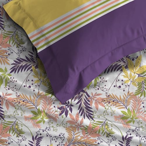 MYTRIDENT Bedsheet for Double Bed, Dusk and Dawn Collection, 1 Queen Size Bedsheet with 2 Pillow Covers, 144TC, 100% Cotton Bedsheet - Firefly Purple - Image 4