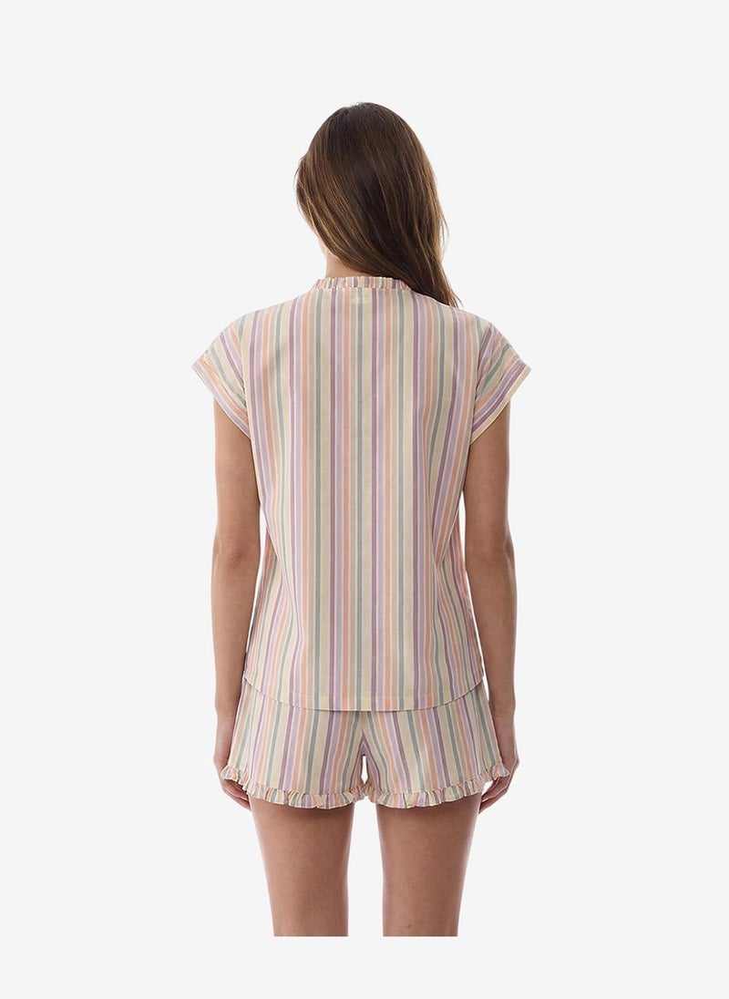 Penti Women Sweet Day Striped Short Sleeve Shorts Multicolour Set - Image 2